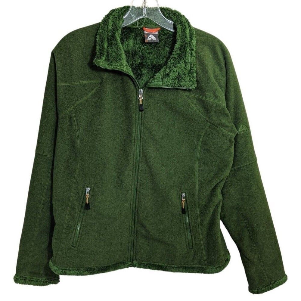Nike ACG Womens Sweater Jacket All Conditions Gear Green Fleece Full Zip Large